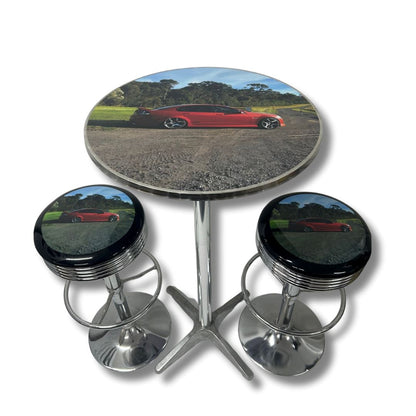 Custom Bar Table & Stool Set - Your logo or design Retro Bar Table Set 