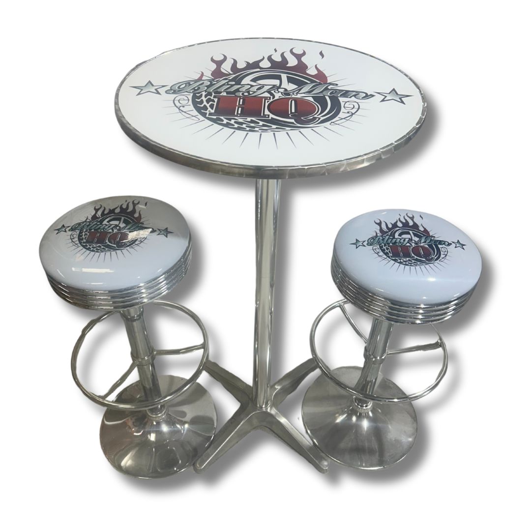 Custom Bar Table & Stool Set - Your logo or design Retro Bar Table Set 