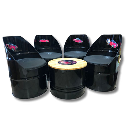 Custom Design Drum Coffee Table & Chair Set Drum Barrel 