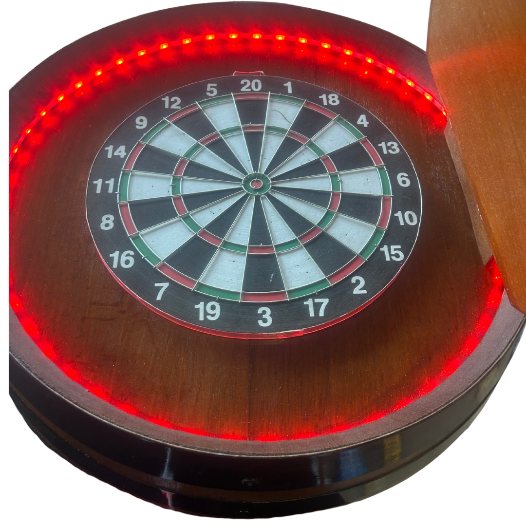 Barrel Head Dartboard Cabinet Custom Artwork - The Dens