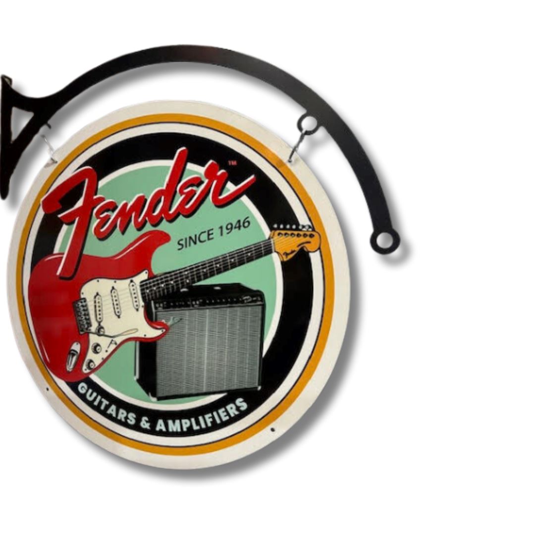 Fender Guitars Sign Round Double Sided Metal Signs 