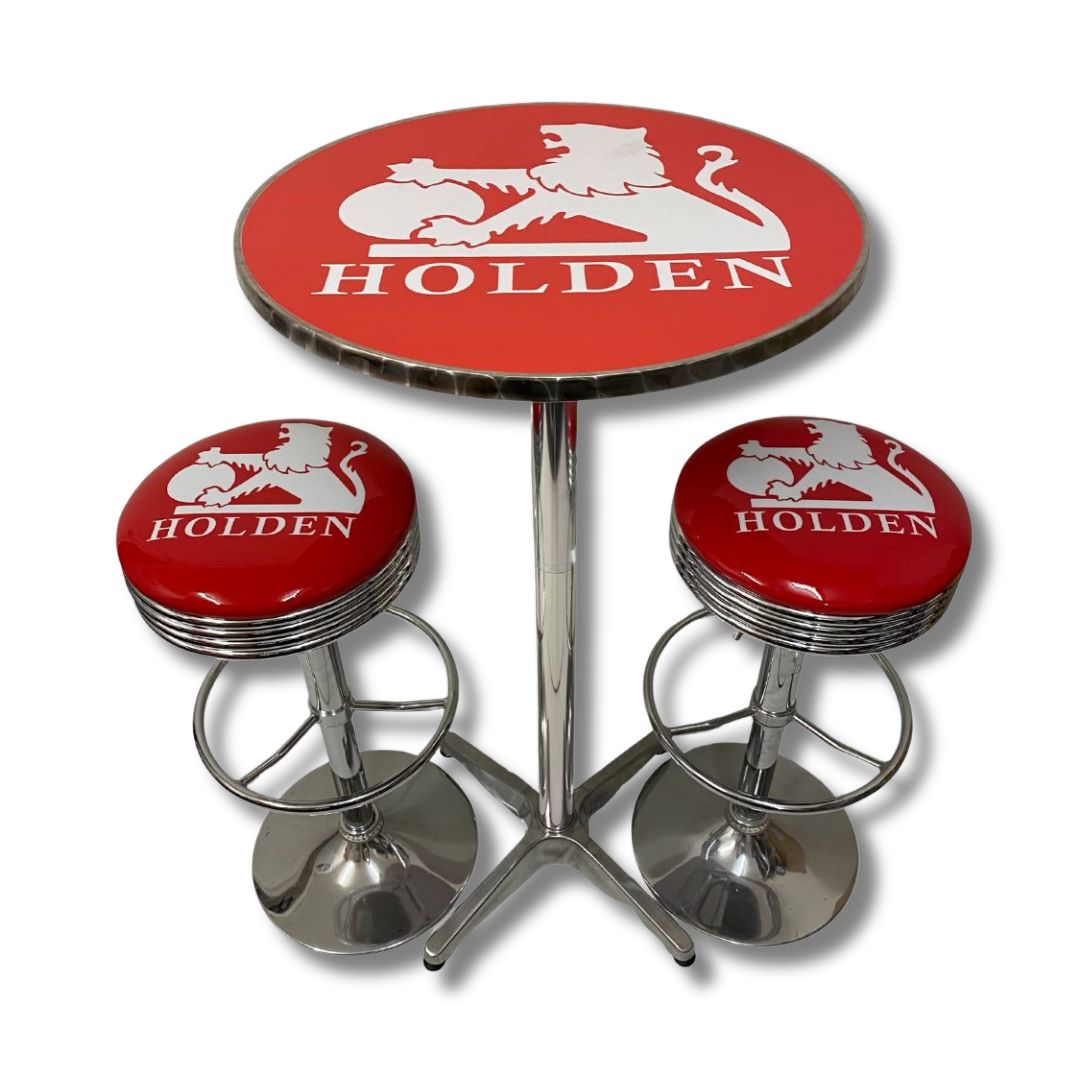 Holden Bar Table & Stool Set Retro Bar Table Set Red Lion on White 