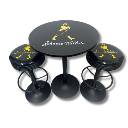 Johnnie Walker Black Table & Bar Stool Set Retro Bar Table Set 