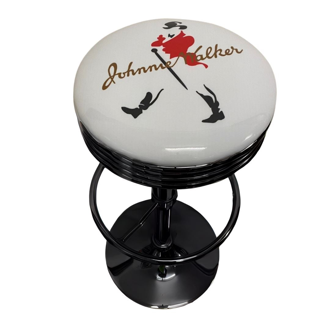 Johnnie Walker White Top Retro Bar Stool Retro Bar Stools Black 