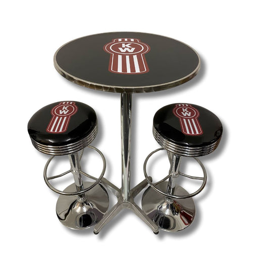 Kenworth Truck Chrome Table & Bar Stool Set Retro Bar Table Set 