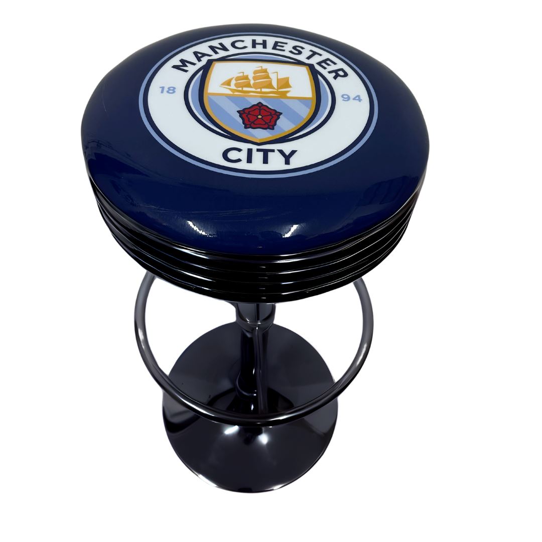 Manchester City FC Retro Bar Stool Retro Bar Stools Black 