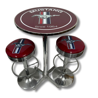 Mustang Red Bar Table & Stool Set Retro Bar Table Set 