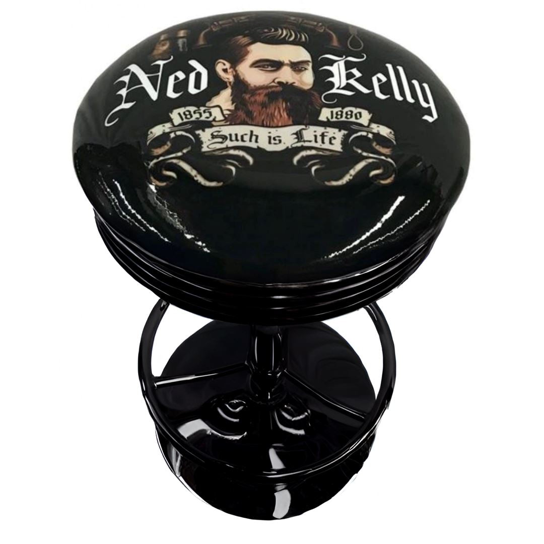 Ned Kelly Tribute Retro Bar Stool Retro Bar Stools Black 