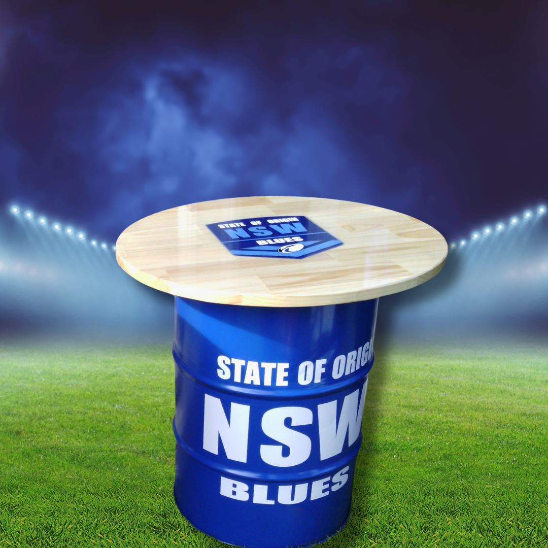 NSW Blues State of Origin Drum Table Drum Barrel 