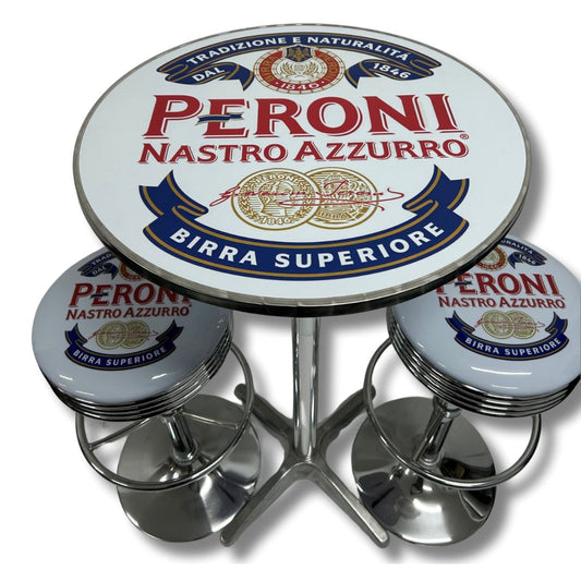 Peroni Bar Table & Stool Set Retro Bar Table Set Chrome 