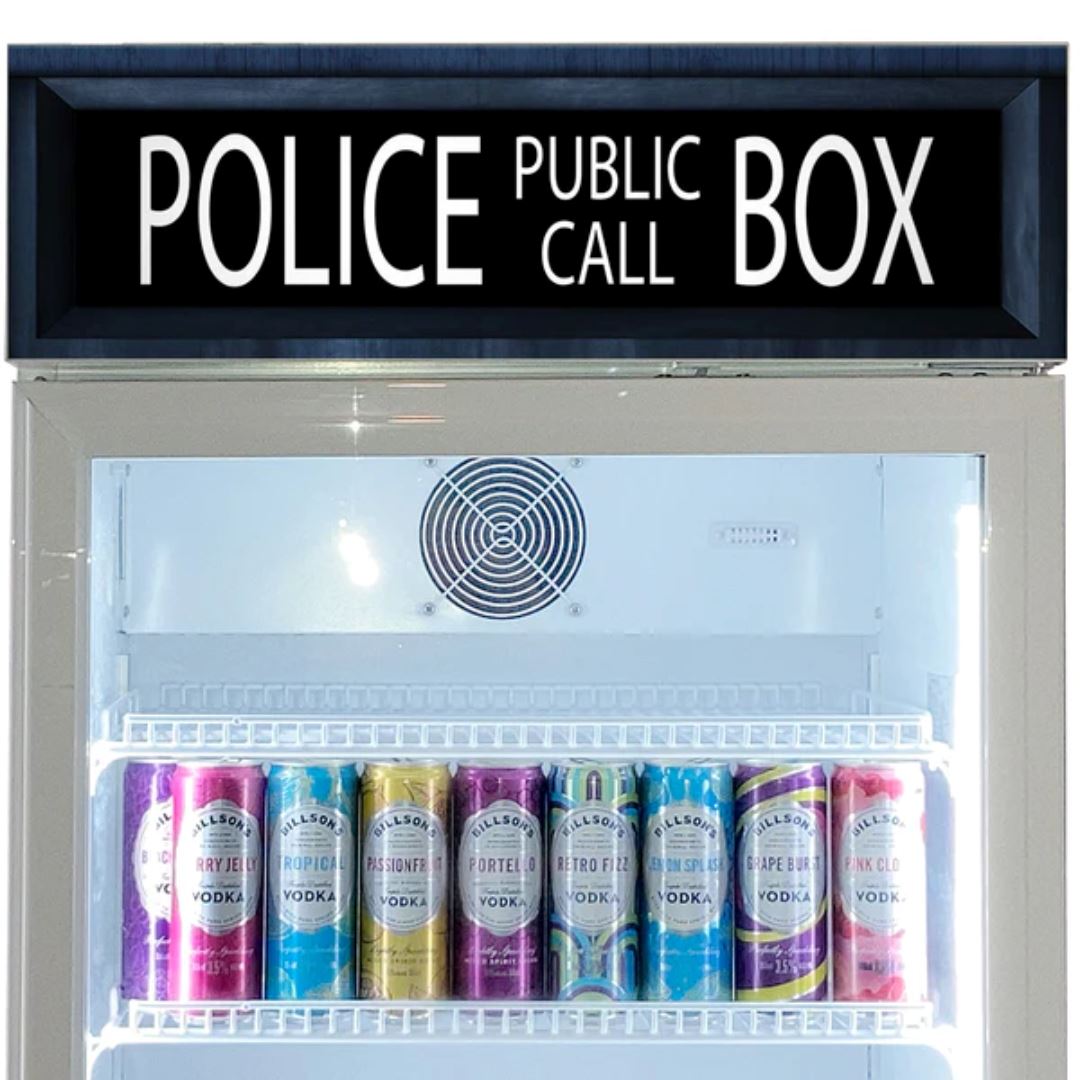 Police Box Branded 370LT Upright Bar Fridge Refrigerators 