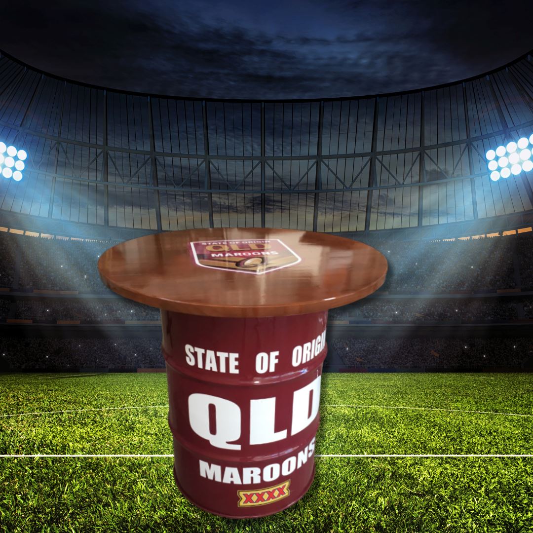 QLD Maroons State of Origin Drum Table Drum Barrel 