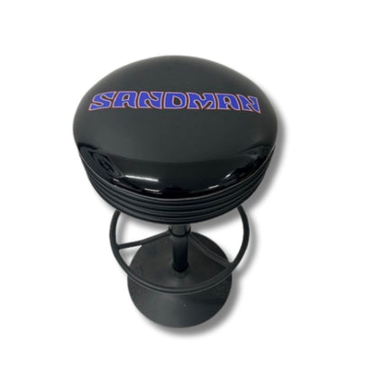 Sandman Retro Bar Stool Retro Bar Stools Black Blue Writing 