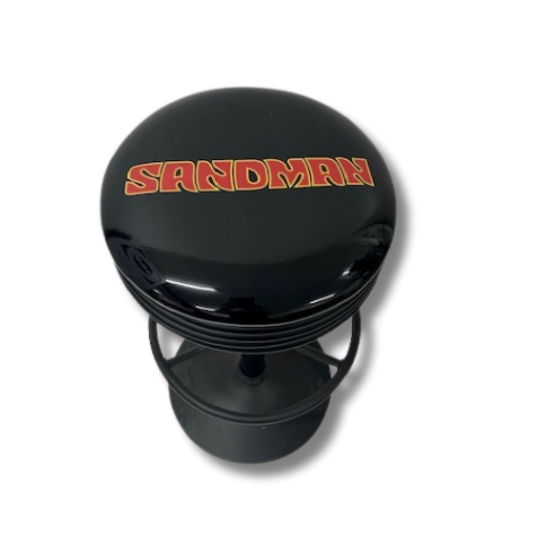 Sandman Retro Bar Stool Retro Bar Stools Black Red Writing 