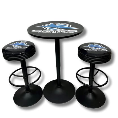 Sharks Black Table & Bar Stool Set Retro Bar Table Set 