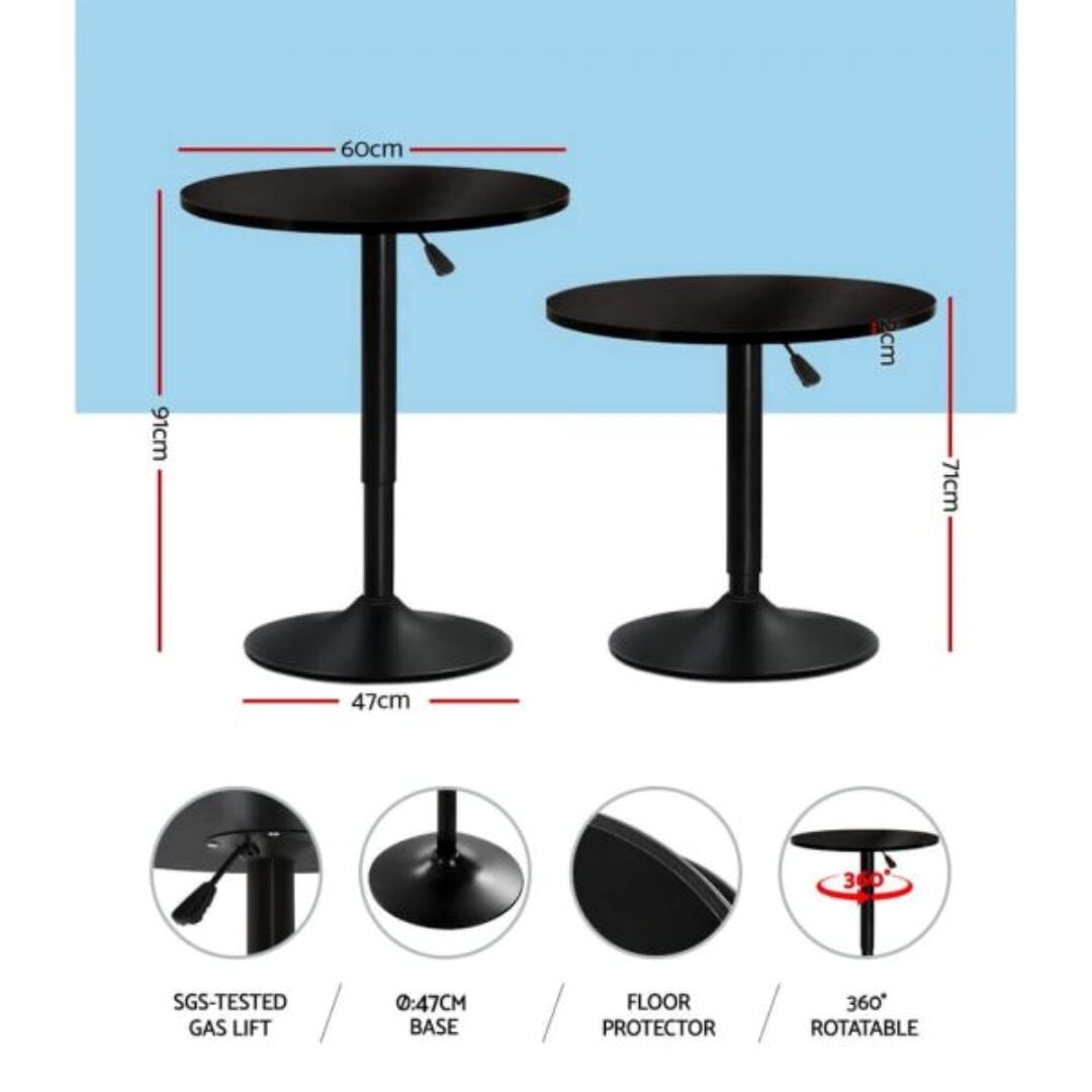 Sharks Black Table & Bar Stool Set Retro Bar Table Set 