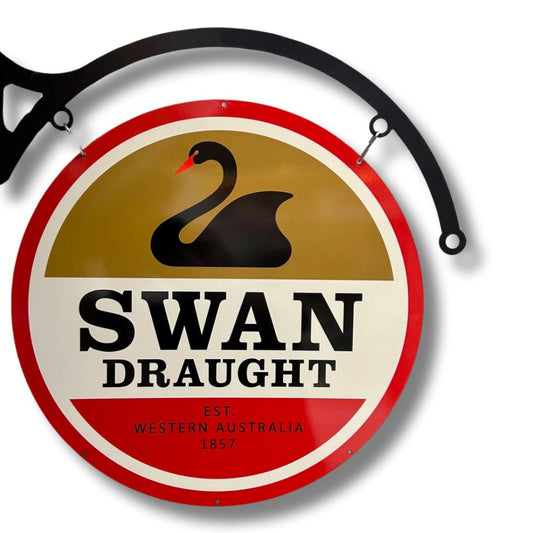 Swan Draught Sign Round Double Sided Metal Signs 