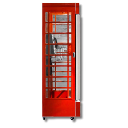 Telephone Box Red Branded 370LT Upright Bar Fridge Refrigerators 