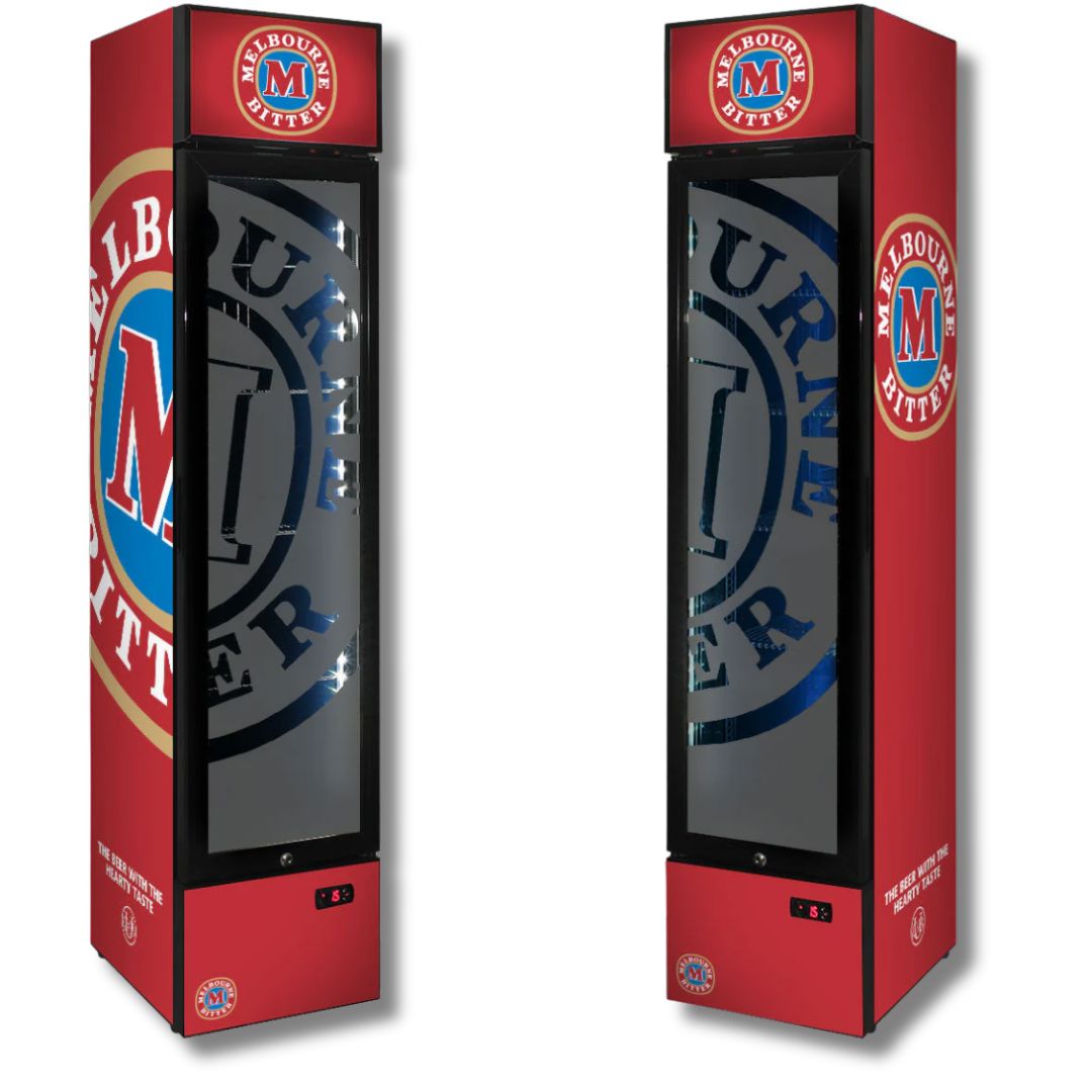 Melbourne Bitter Branded 160LT Upright Bar Fridge Refrigerators 
