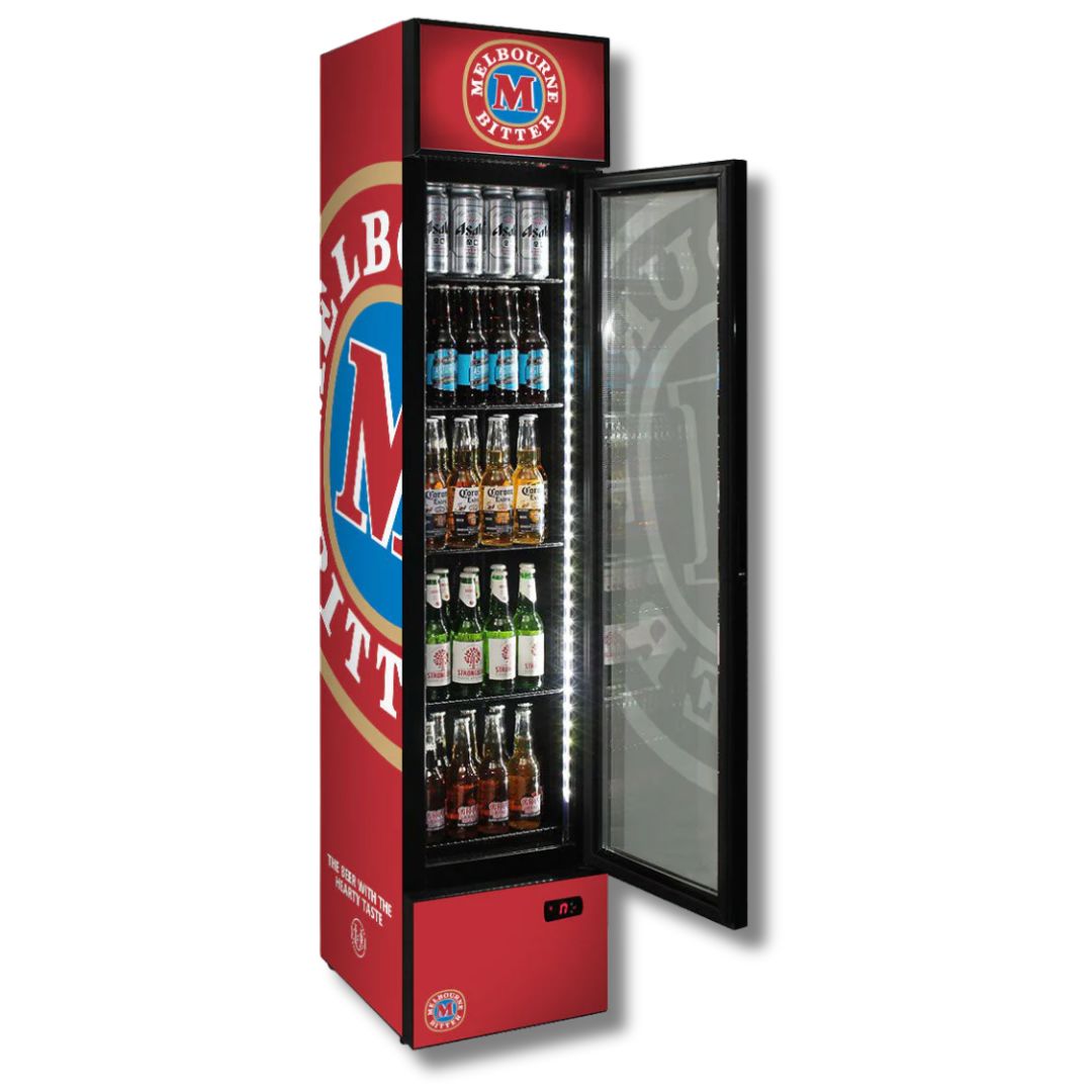Melbourne Bitter Branded 160LT Upright Bar Fridge Refrigerators 