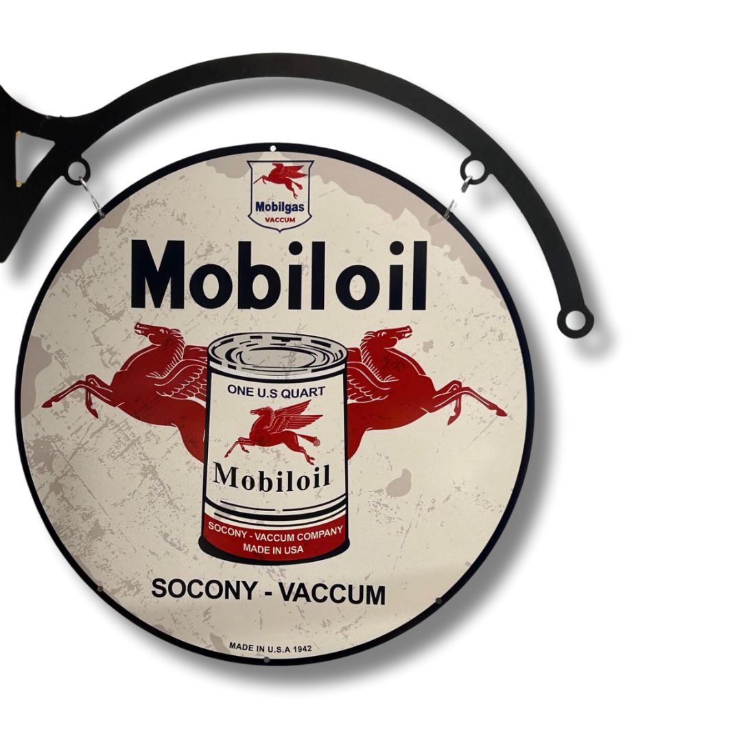 Mobil Oil Sign Round Double Sided | The Dens