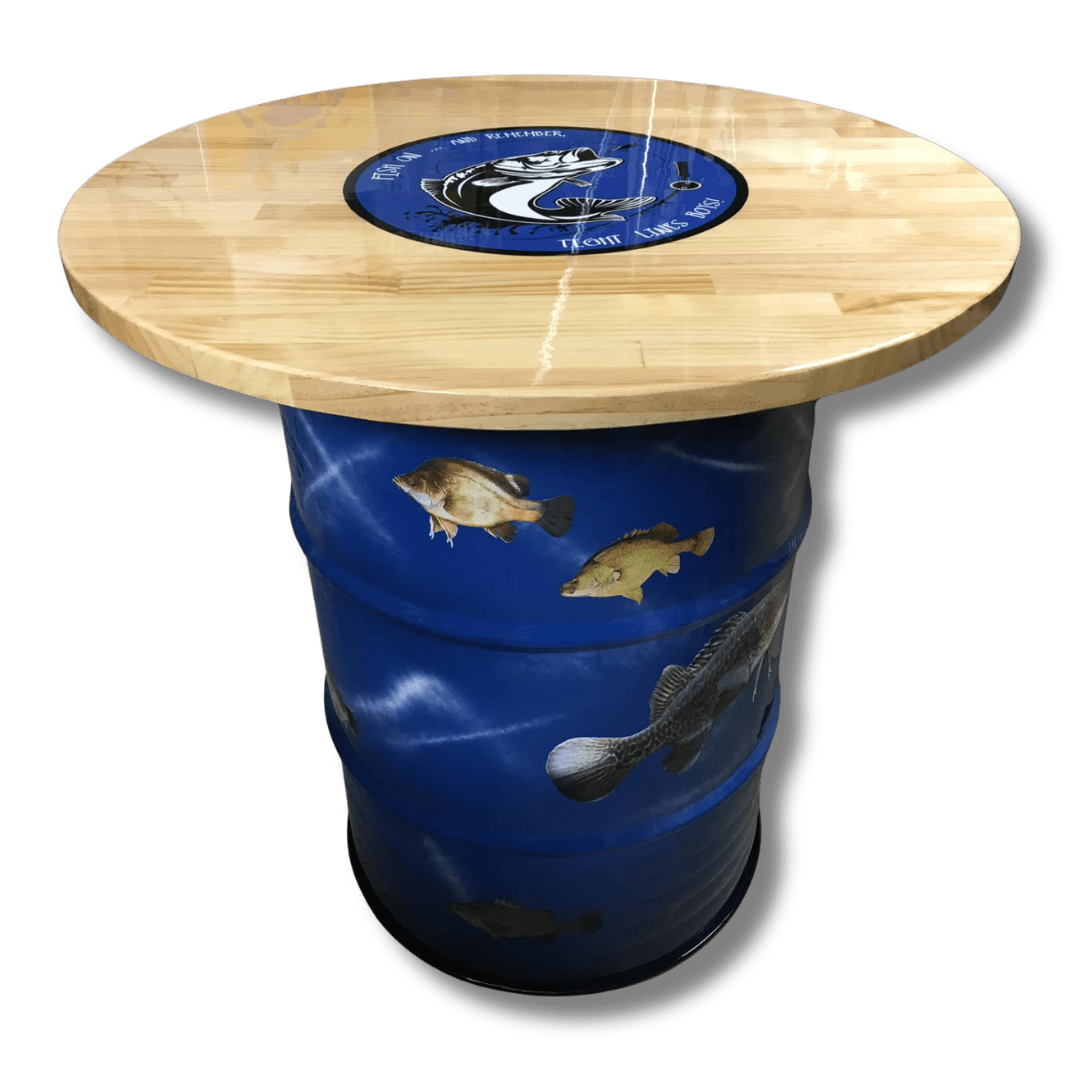Gone Fishing Drum Table | The Dens