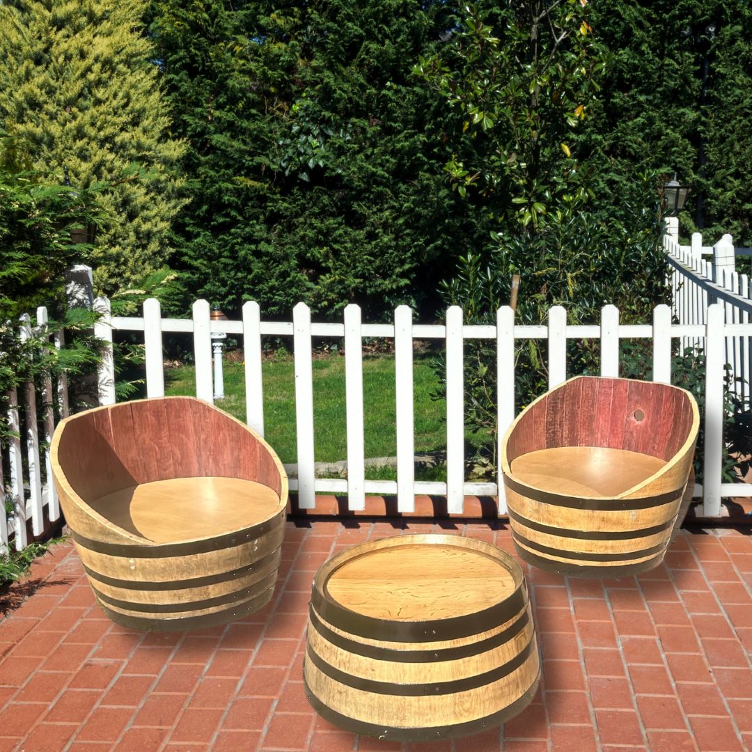 Custom Wine Barrel Coffee Table & Chair Set Wine Barrel Coffee Table 