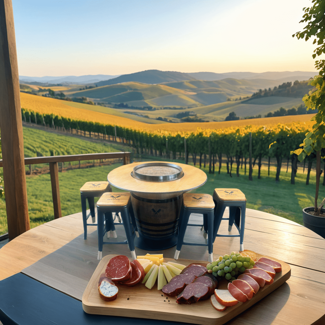 Tasmanian Oak Wine Barrel Table & Stool Set Wine Barrel 