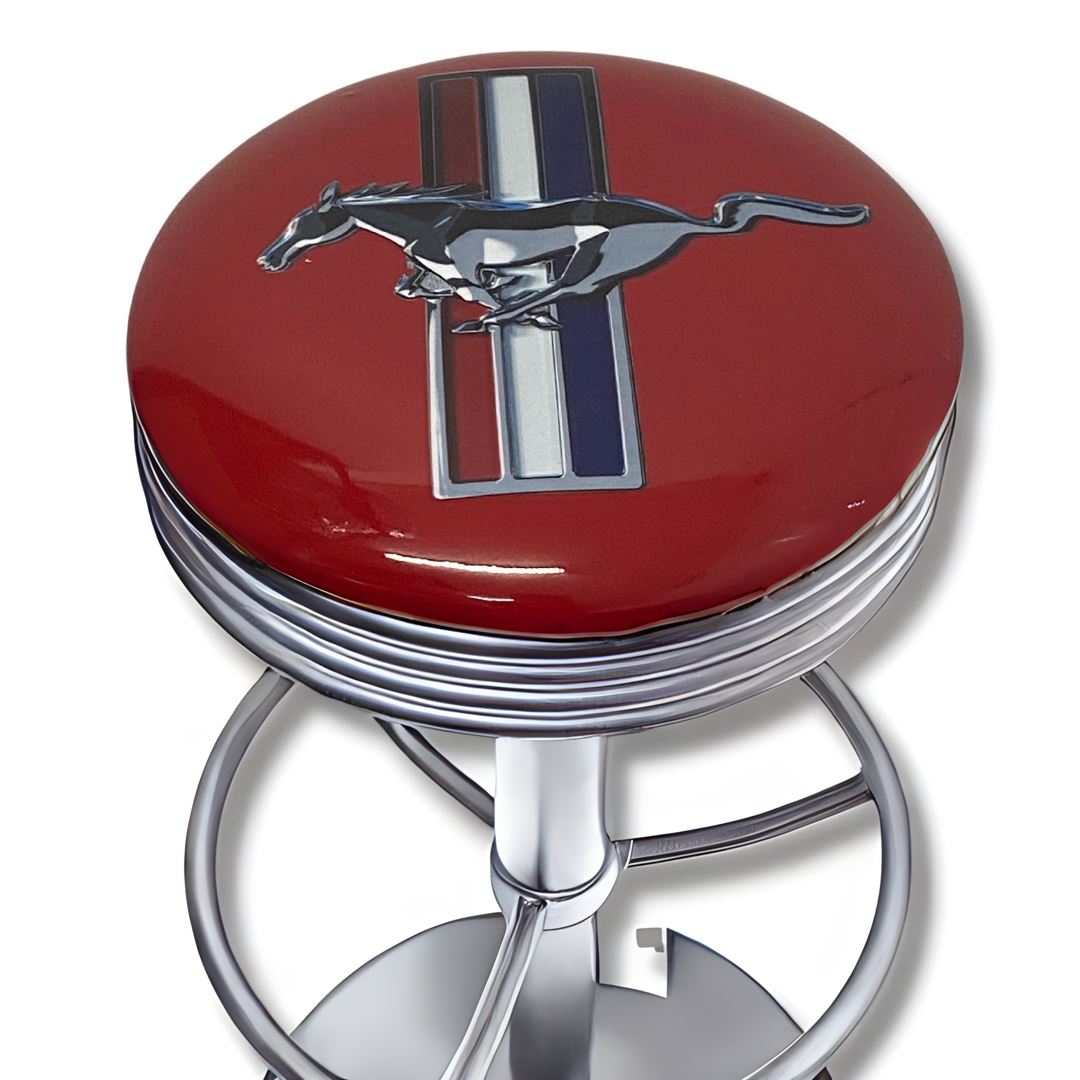 Ford Mustang Red Retro Bar Stool Retro Bar Stools Chrome 