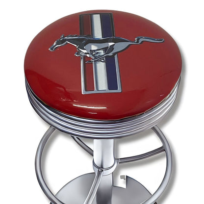 Ford Mustang Red Retro Bar Stool Retro Bar Stools Chrome 