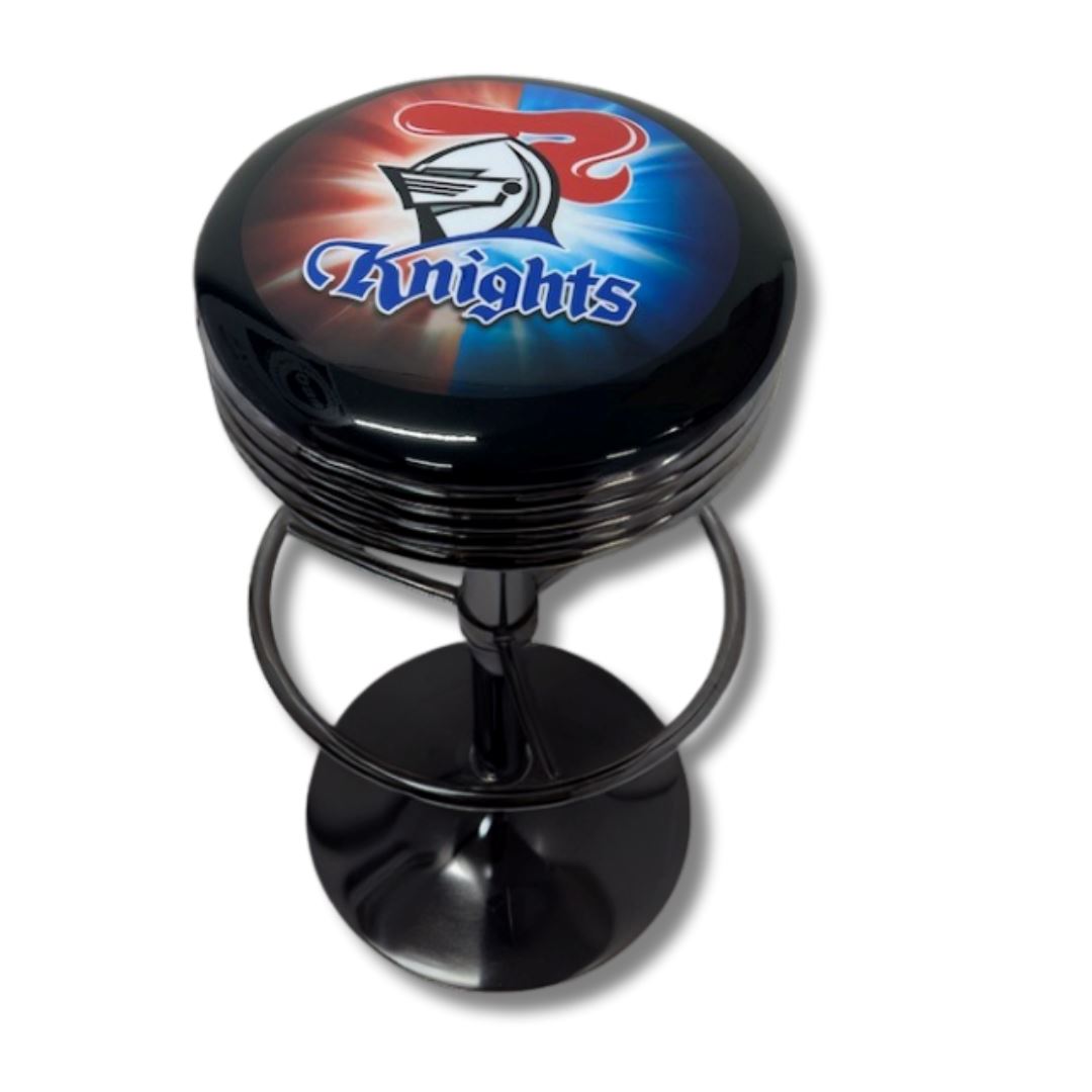 Newcastle Knights Premium Retro Bar Stool Retro Bar Stools Black 