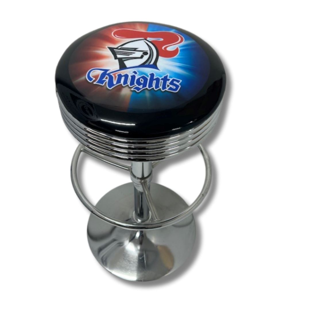 Newcastle Knights Premium Retro Bar Stool Retro Bar Stools Chrome 
