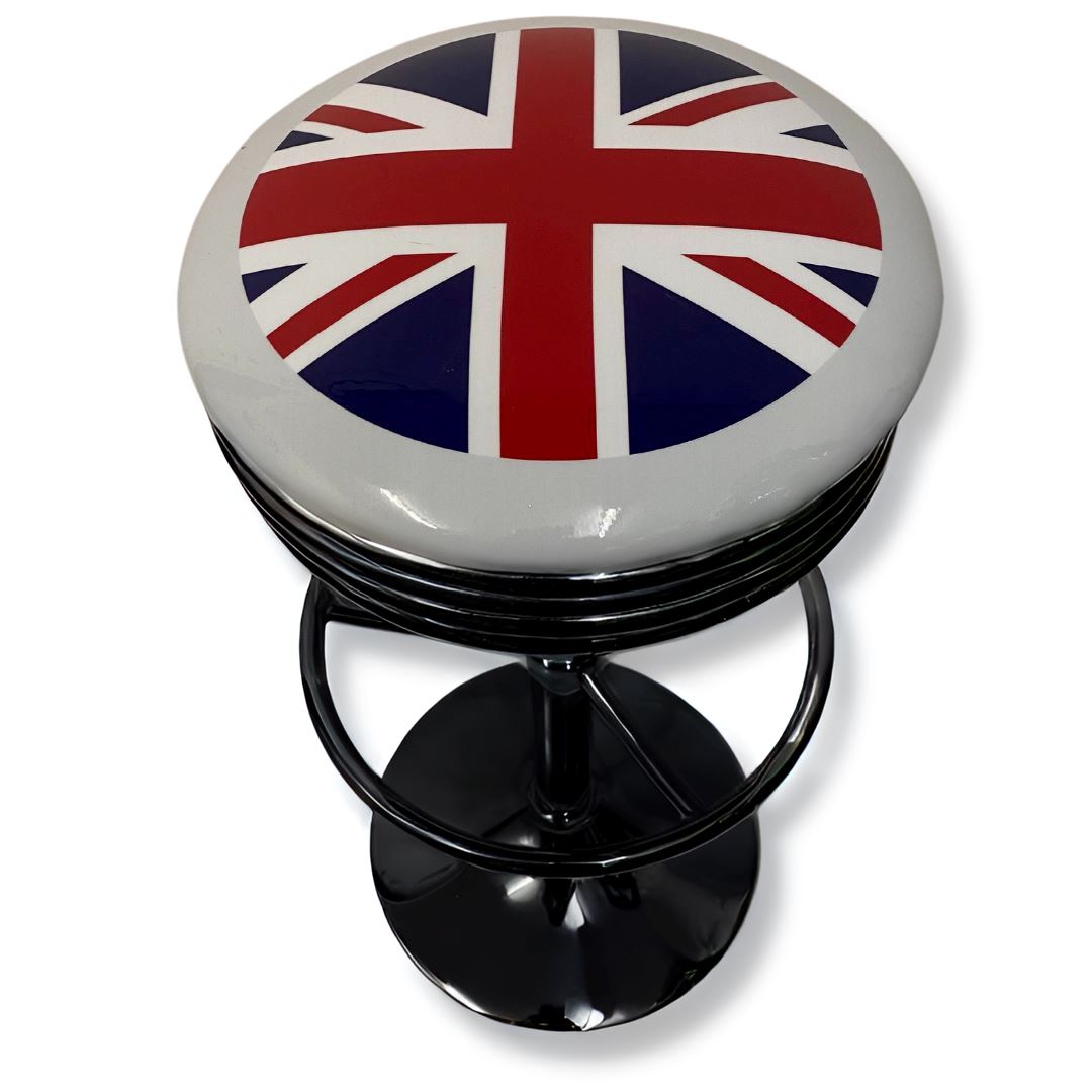 Union Jack UK Flag Retro Bar Stool Retro Bar Stools Black 