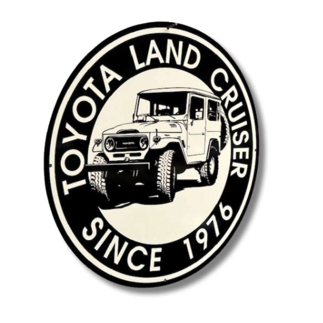 Toyota Landcruiser Sign Round Double Sided Metal Signs 