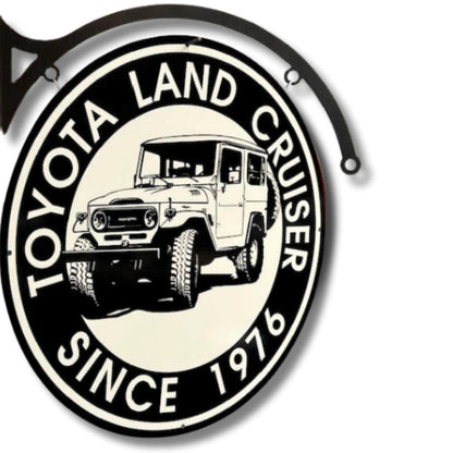 Toyota Landcruiser Sign Round Double Sided Metal Signs 