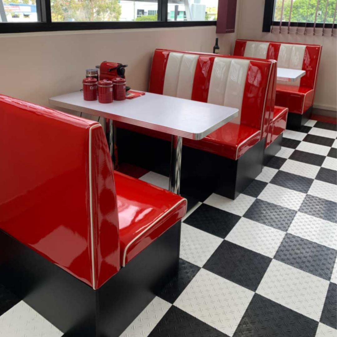 Retro Diner Booth Double Seat Red