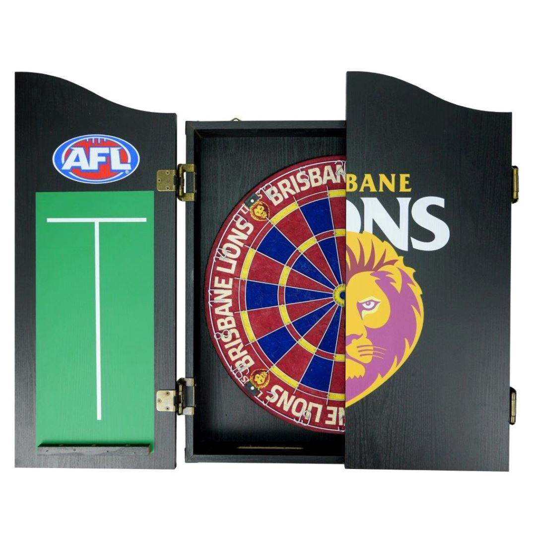 Brisbane Lions AFL Dartboard and Cabinet Set Dartboard Set 