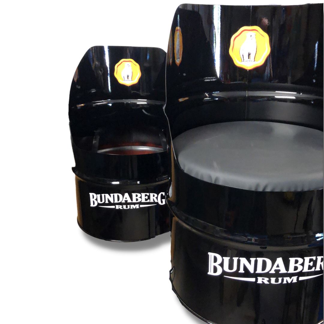 Bundaberg Rum Coffee Table & Chairs Drum Barrel 