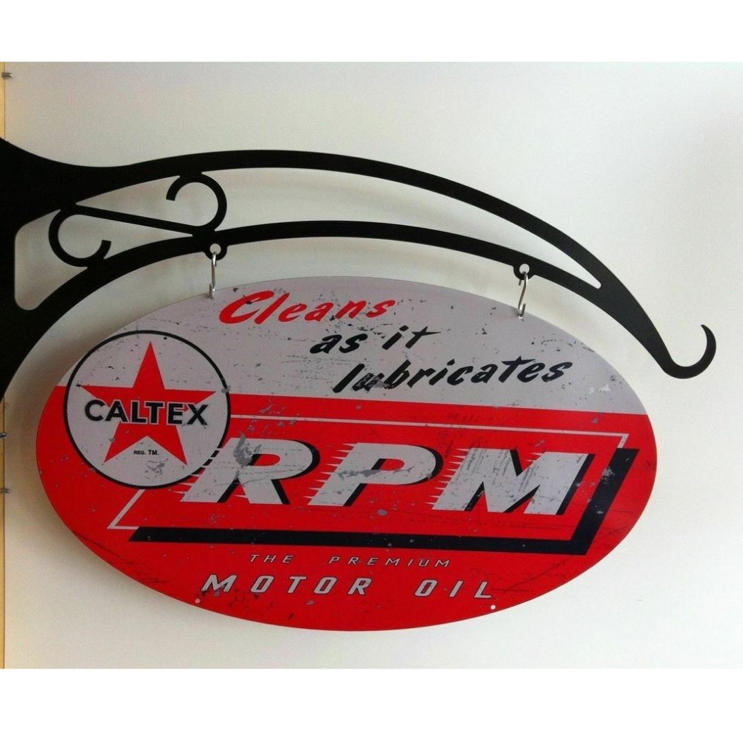 Caltex RPM Oval Design Hanging Sign Metal Signs 