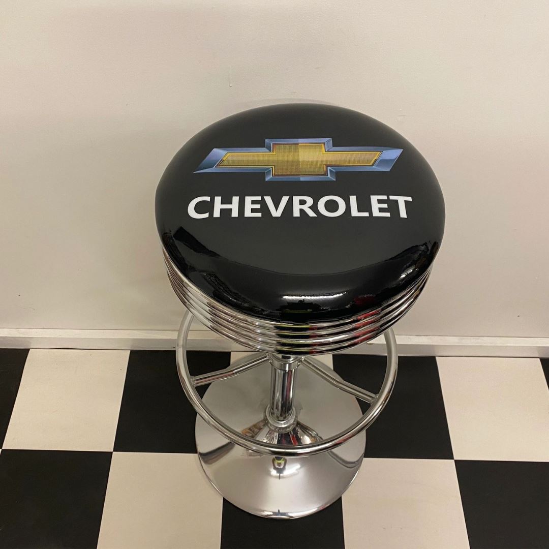 Chevrolet Chev Bow Tie Premium Retro Bar Stool Retro Bar Stools 