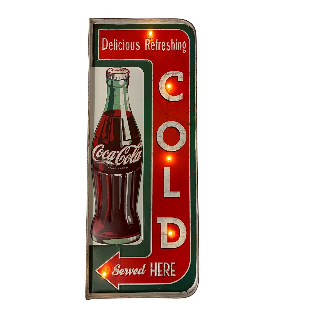 Coke Coca Cola Embossed Light up Metal Sign Sign 
