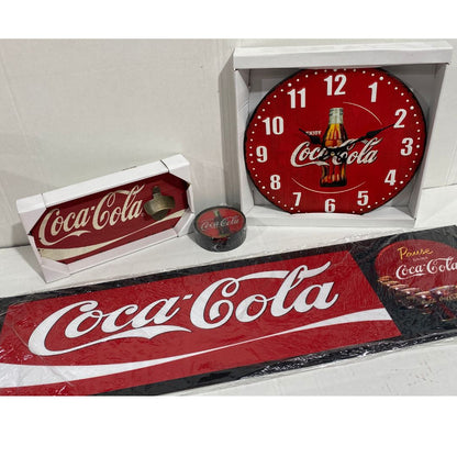 Coke Coca Cola Pack Combo - Clock, Beer Runner, Coasters, Bottle Opener Metal Signs 