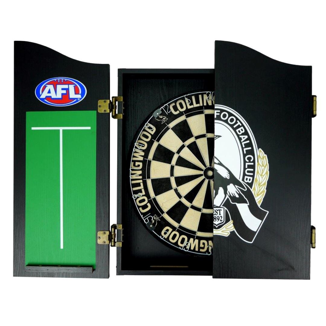 Collingwood Magpies AFL Dartboard and Cabinet Set Dartboard Set 