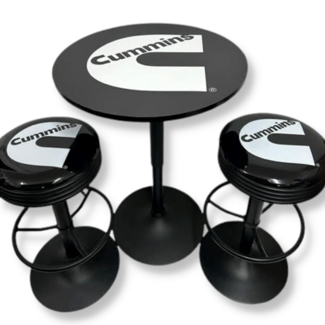 Cummins Black Table & Bar Stool Set Retro Bar Stools 