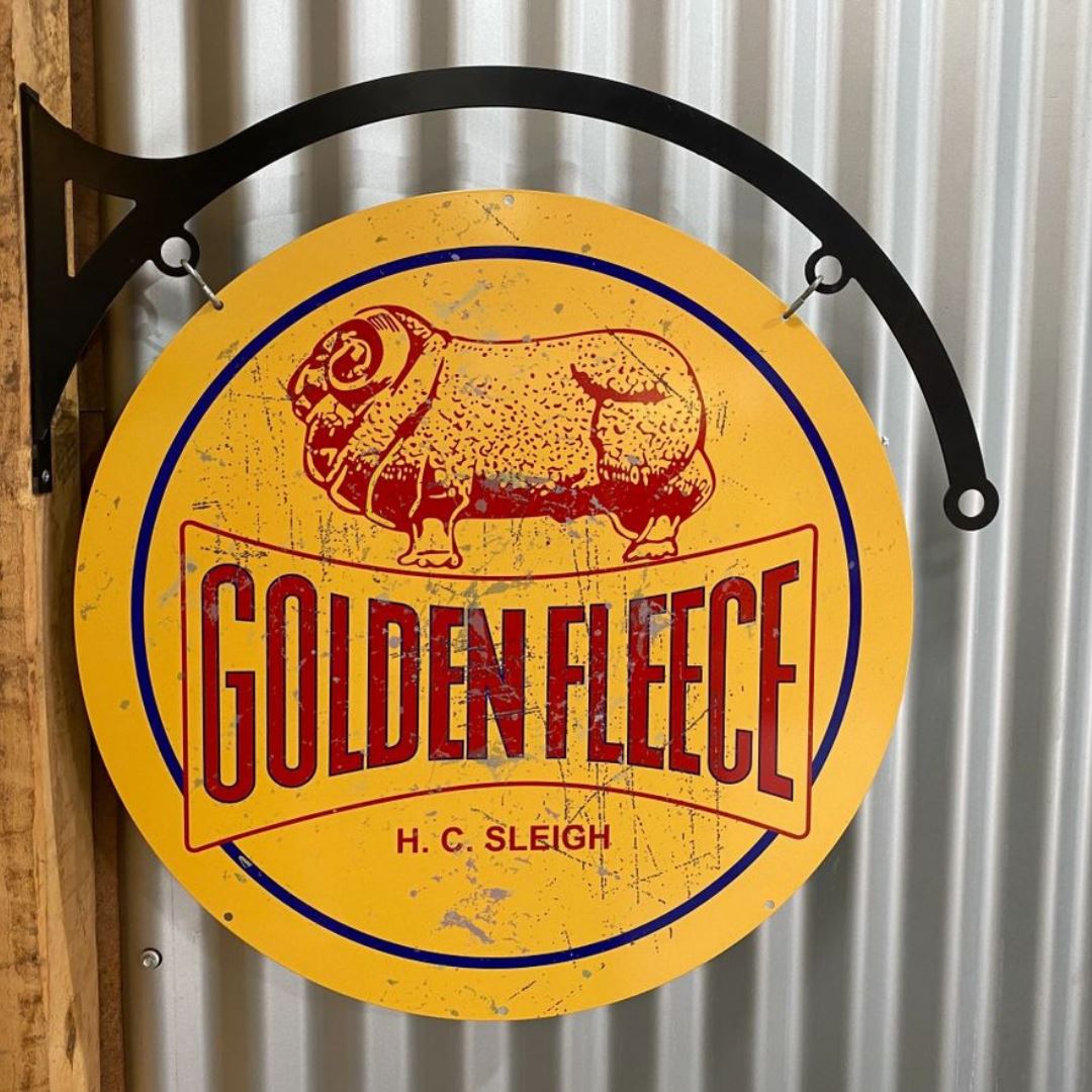 Golden Fleece Dog Bone Classic Sign Double Sided Round Metal Signs 