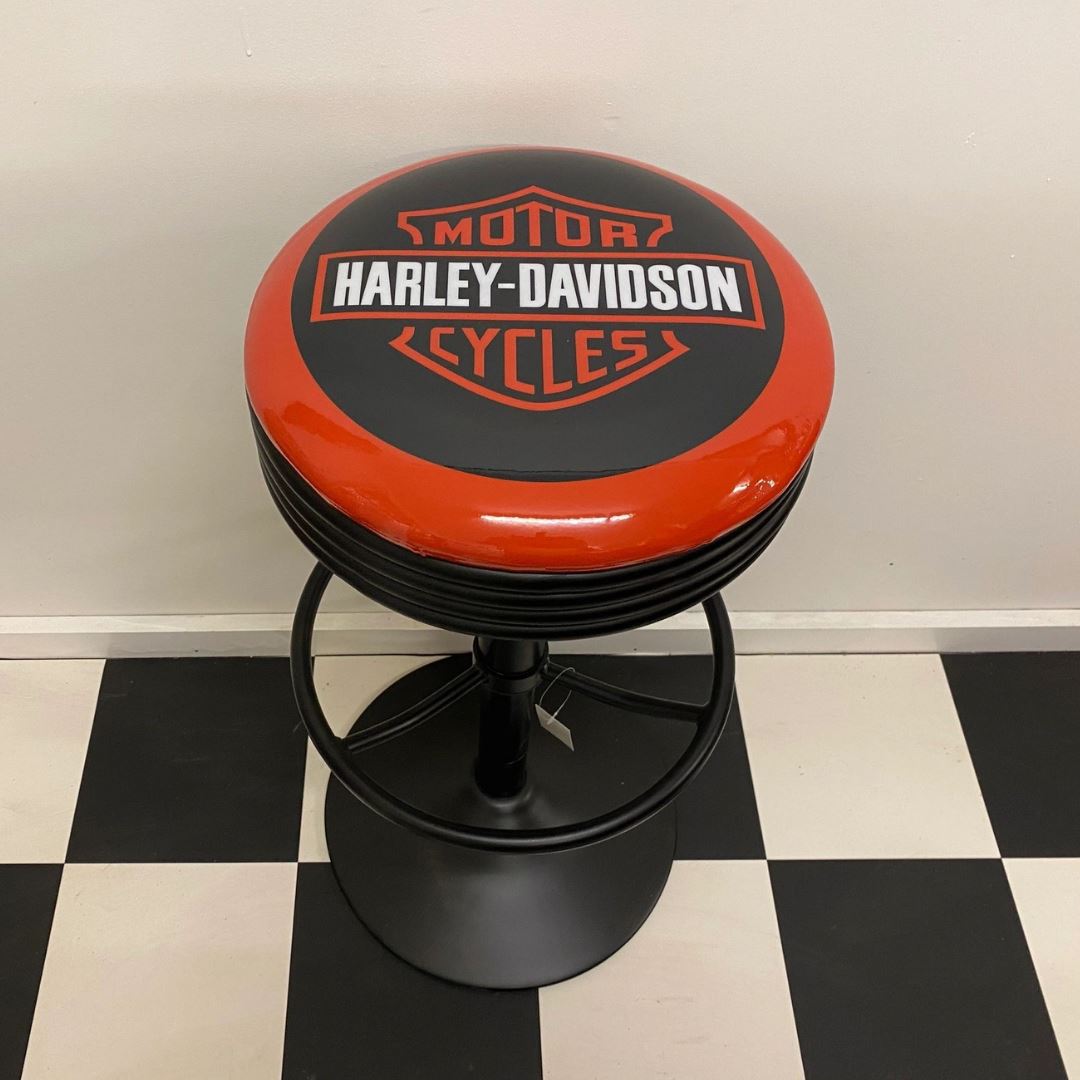 Harley Davidson Motorcycles Black Shield Black Premium Retro Bar Stool Retro Bar Stools 