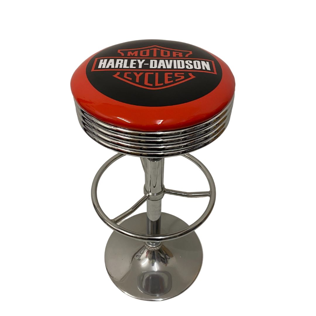 Harley Davidson Motorcycles Black Shield Black Premium Retro Bar Stool Retro Bar Stools 