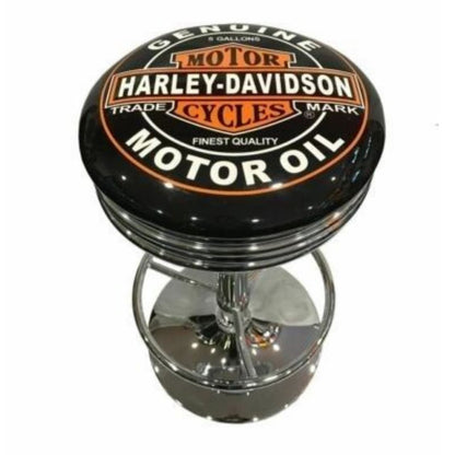Harley Davidson Motorcycles Motor Oil Chrome Premium Retro Bar Stool Retro Bar Stools 