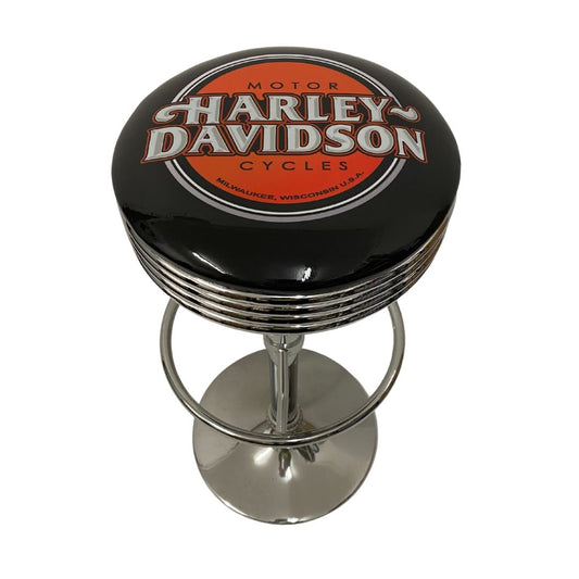 Harley Davidson Motorcycles Scroll Retro Bar Stool - Silver Retro Bar Stools 