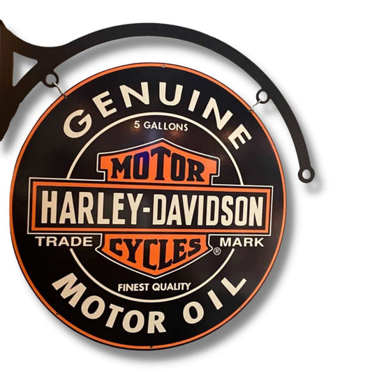 Harley Davidson Shield Sign Round Double Sided Metal Signs 